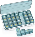 Pill Organizer 4 Times A Day, Pill Box 4 Times A Day 7 Day - Acedada Weekly Medicine Box Organizer with Ayrı Case, Portatif Günlük Pill Konteyner Yapıştırıcıları, Fish Oils, Supplements, Blue Vitamin, Fish Oils, Supplements, Blue
