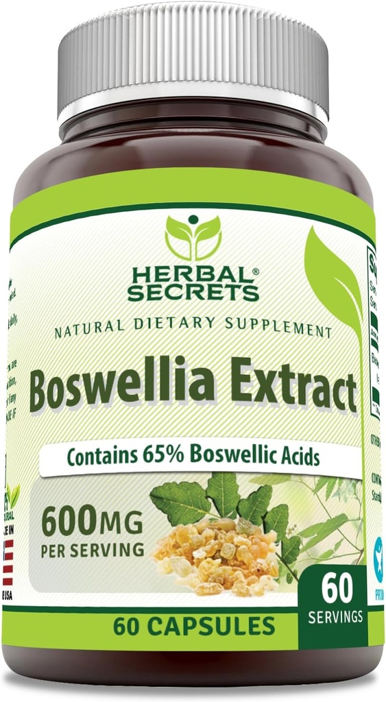 Herbal Sırları Boswellia Serrata Extract Supplement | 65 Boswellic Acids | 600 Mg Per | 60 Capsules | Non-GMO | Gluten-Free | Made in USA