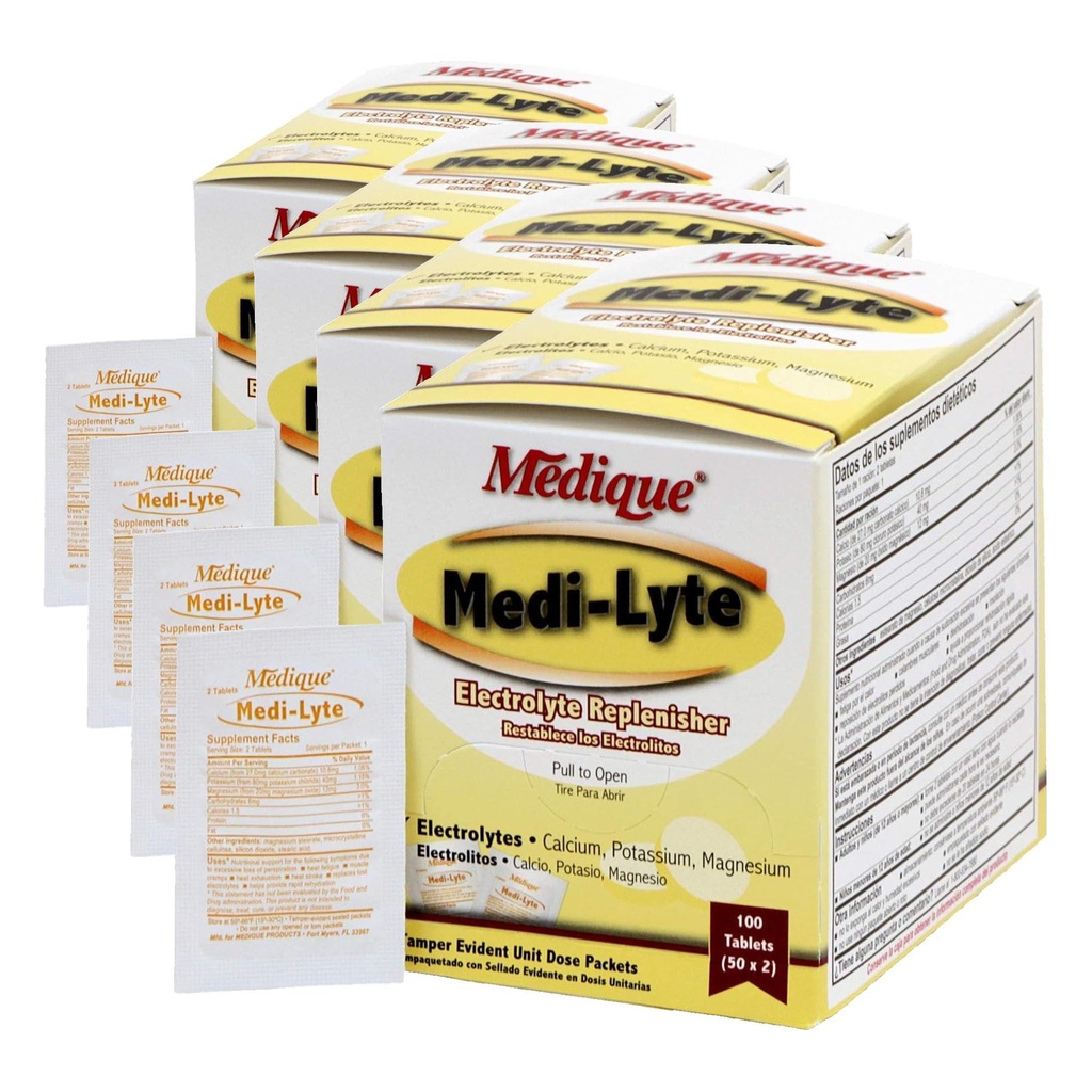 Medique 03033 Medi-Lyte Electrolyte Tabletleri Cramps, 100-Tablets (Pack of 4)
