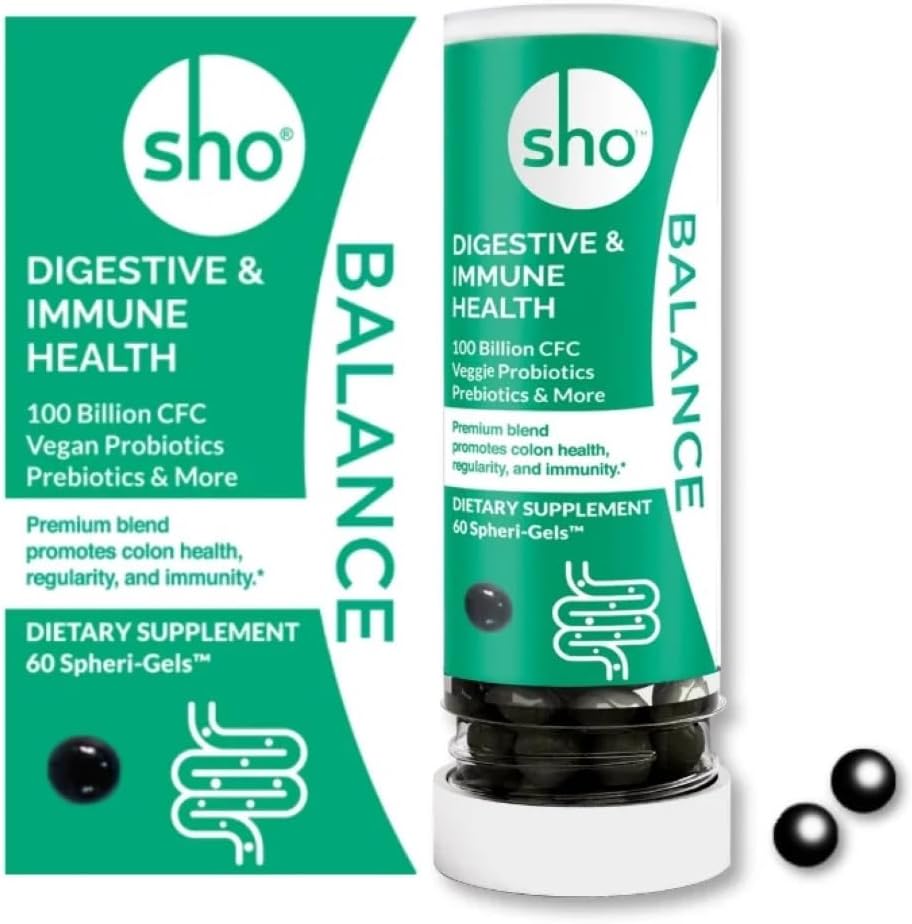 SHO 100 Milyar CFU Prebiyotiks ve Probiyotiks Reluding Lactobacillus Casei for Digestive Health, Raf-Stable Vegan Probiyotiks for Men and Women – 60 Pills Refill Şişe Şişe