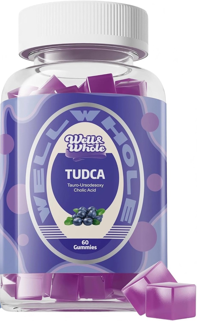 Well&Whole TUDCA Bile Salts Gummies Συμπληρώματα υποστήριξης ήπατος 1000mg + γαϊδουράγκαθο γάλακτος 500mg - Κλινικά Σπουδασμένη υποστήριξη ήπατος για Detox & Digestion - Vegan, Non-GMO - 60 Counts s