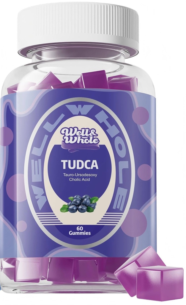 Well&Whole TUDCA Bile Salts Gummies Συμπληρώματα υποστήριξης ήπατος 1000mg + γαϊδουράγκαθο γάλακτος 500mg - Κλινικά Σπουδασμένη υποστήριξη ήπατος για Detox & Digestion - Vegan, Non-GMO - 60 Counts s
