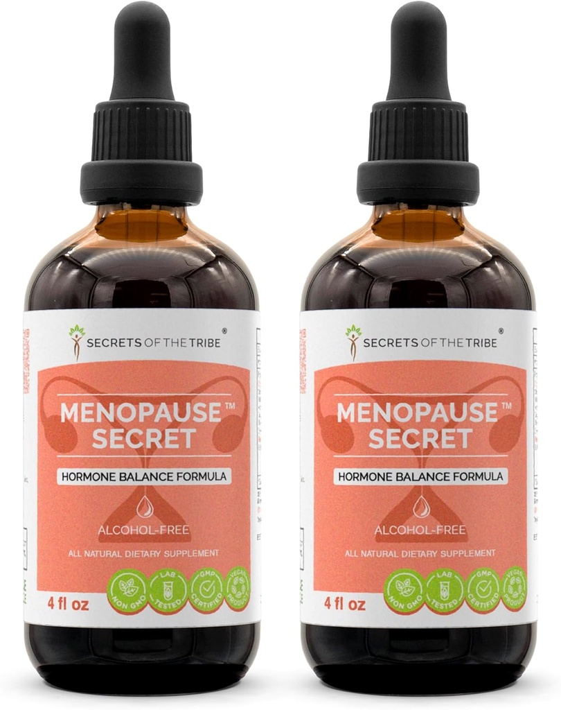 Menopause Secret Alkol Özgür, Glycerite Black Cohosh, Vitex, Red Clover, Maca, Dong Quai, St. John's Wort. Tincture, Herbal Extract Hormonları Denge Formula 2x4 OZ