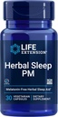Life Extension Herbal Sleep PM, Lemon Balm, honokiol (Magnolia bark), Chamomile, Sağlıklı Uykuyu, Hormonsuz, melatoninsiz, Gluten Free, Non-GMO, Vegetarian, 30 Capsules