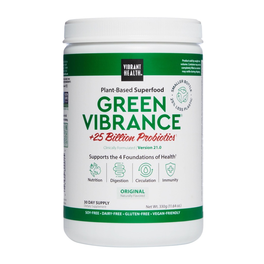 Vibrant Health, Green Vibrance, 65 Plant bazlı Superfoods, 25 Milyar Probiyotikler, Fiber, Adaptogens & Enzymes, 30 Hizmetler