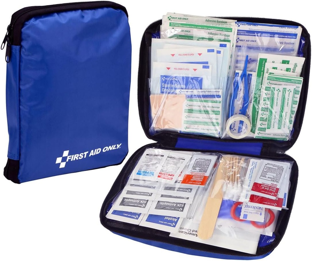 First Aid Only 299 Piece All-Purpose Emergency First Aid Kit for Home, Office, Car, Apartment, Dorm, and Camping, Travel-Friendly Compact Pouch Fits in Backpacks, Suitcases, Kabinler, Kabinler, Kabinler, Kabinler,