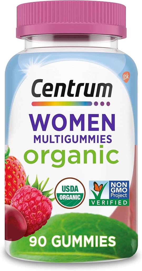 Centrum Women's Organic Multigummies Women's Multivitamin Gummies Organic Multivitamin for Women with Essential Nutrients for Immune Support, Metabolism, and Hair Skin and Nails - 90 Ct