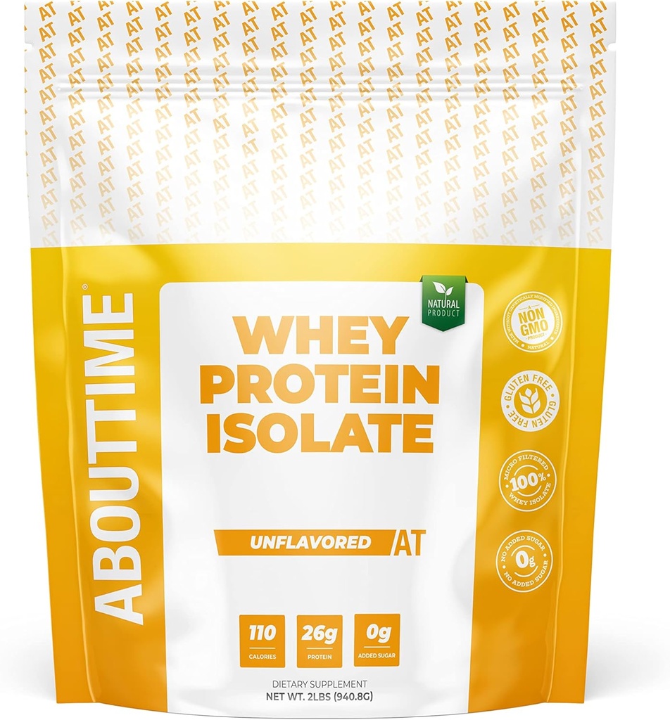 Time Unflavored Whey Protein Isolate Toz 26g, Natural Materialss, Non-GMO, Gluten-Free, Lactose-Free, No Yapay Sweeteners, Low Carb, 32 Hizmet