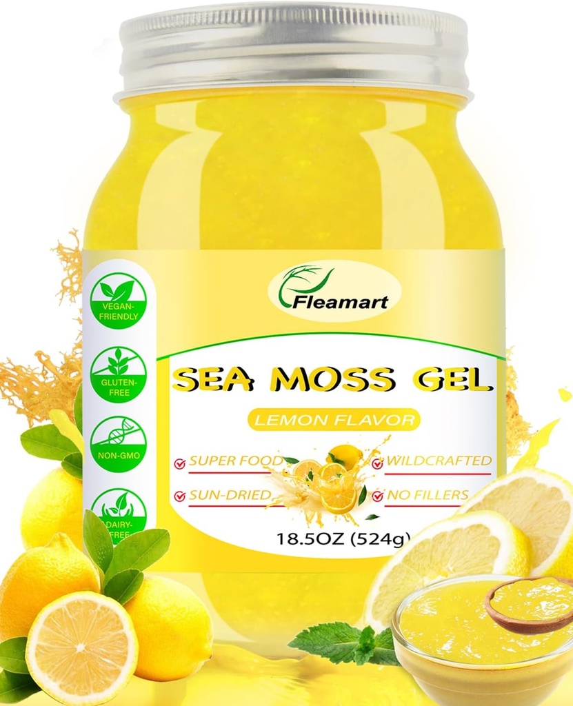 İrlandalı Deniz Moss Gel Raw 18.5OZ Doğal Yaban Hayatılı Denizmoss Gel 92 Mineral ve Vitaminlerle, Sağlıklı Digestion, Non-GMO Project