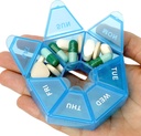 Pill Organizer, Pill Box, Small Pill Case, Tıp Pill Organizer 1 Gün Bir Gün, Haftalık Pill Organizer, Pill Konteyner, Pill Holder, Daily Pill Organizer Travel Pill Organizer 7 Gün (Mavi)