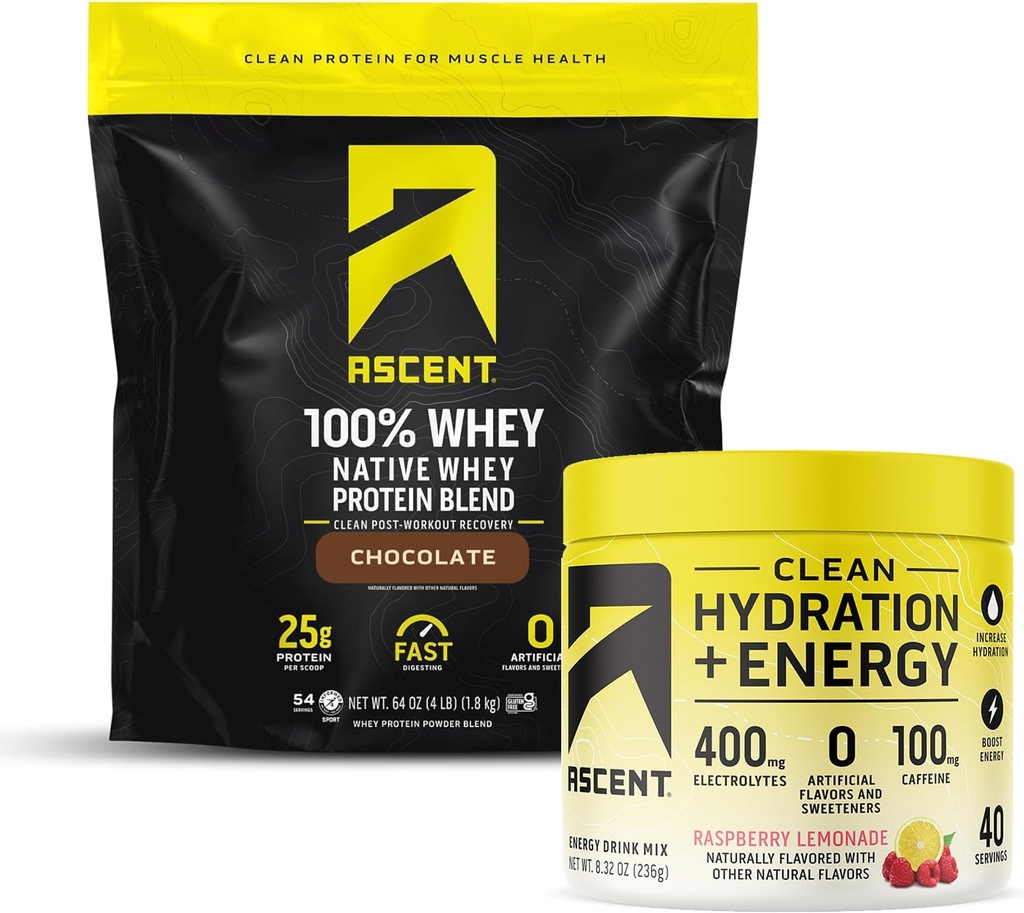 Yüzde 100 Whey Protein Toz, Çikolata 4 lb & Hydration + Enerji Elektrolytes, Raspberry Lemonade 40 Hizmet