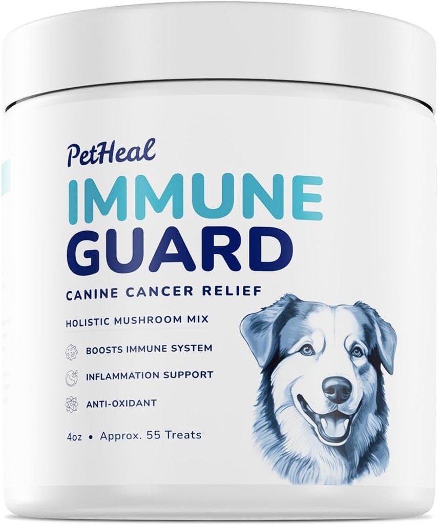 PetHeal Immune Guard - Kanser Doğal Malzemeler ile Köpekler için Gelişmiş Destek - Peanut Butter Flavor - APRX. 55 Soft Chews