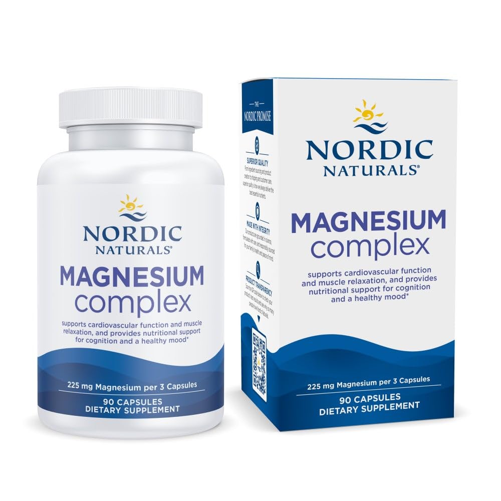 Nordic Naturals Kompleksi - 90 Capsules - 225 mg Magnezyum, 1.9 mg Iron - Beyin & Kalp Sağlığı, Mood, Enerji ve Kas Rahatlama - Non-GMO, Vegan - 30 Hizmet