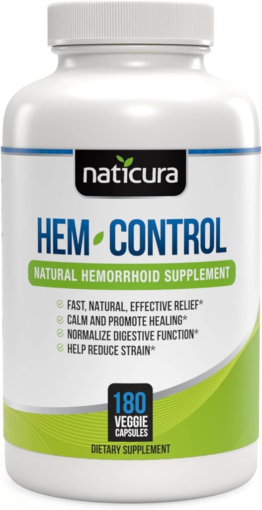 Hem-Kontrol - Hızlı Etkili Hemorrhoid Tedavisi Tamam - Symptom Relief'i teşvik etmek için Güçlü Formula, Hemorrhoids'i, Ease Discomfort - 180 Vegan Capsules - ABD'de Gerçekleştirilmiş