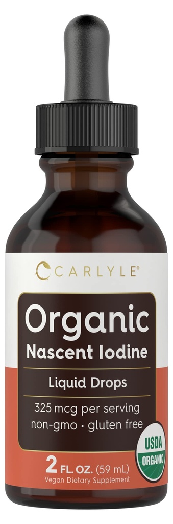 Carlyle Organik Nascent Iodine Liquid Drops | 2 fl oz | Vegan Supplement | Non-GMO, Gluten Free