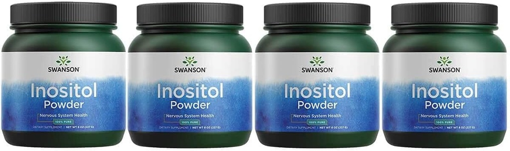 Swanson 100% Pure Inositol σκόνη - Φυσικό συμπλήρωμα προώθησης εστίασης & χαλάρωσης - Nerve & Cellular Support- (8oz) 4 Pack