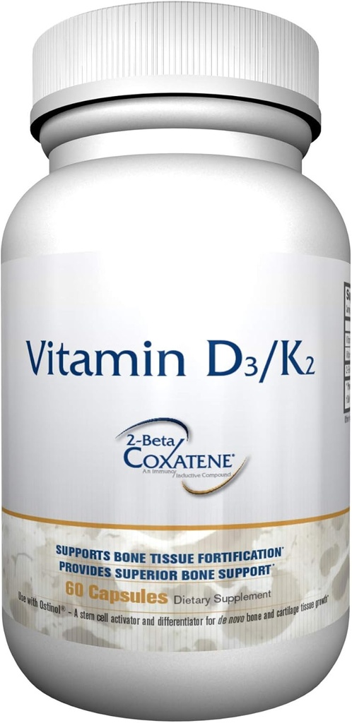 ZYCAL Vitamin D3/K2 Supplement (60 Capsules), Kemik ve Ortak Sağlığınızı Geliştir, Üstün Kemik Desteği, Sağlıklı Fonksiyonları Geliştirmek, Immune Sisteminizi Güçlendirmek, Gluten-Free-GMO, Gluten-Free-GMO, Gluten-Free