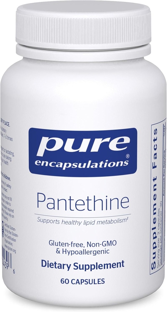 Saf Encapsulations Pantethine | Hipoallergenic Supplement Supports Health Lipid Metabolism and Cardiovascular Function | 60 Capsules