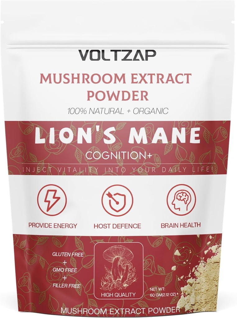 Lions Mane Toz Organik - Rahatlama ve Fiziksel Savunma - Lions Mane Supplement for Youthful Radiant Skin & Cognition - 2.12OZ (60 Hizmet)