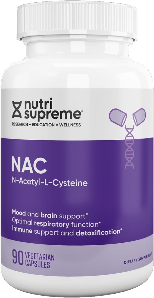 Nutri-Supreme NAC (N-Acetyl-L-Cysteine) 600 mg Diyeter Supplement Vegetarian Capsules, Liver Support, Immune Support