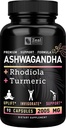 Ashwagandha Kompleksi - Organik Ashwagandha Root Toz + Rhodiola Rosea + Turmeric - Premium Destek Formula - Ashwagandha Capsules Supplement