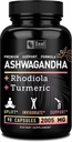Ashwagandha Kompleksi - Organik Ashwagandha Root Toz + Rhodiola Rosea + Turmeric - Premium Destek Formula - Ashwagandha Capsules Supplement