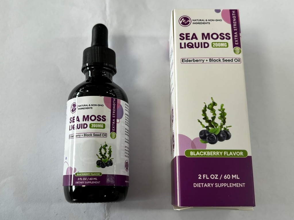 İrlandalı Deniz Moss Liquid Drops - İrlandalı Deniz Moss, Siyah Tohum Yağı, Yaşlı ve Burdock Kökleri - Immune Support için 6X Güçlü Deniz Moss Advanced Drops