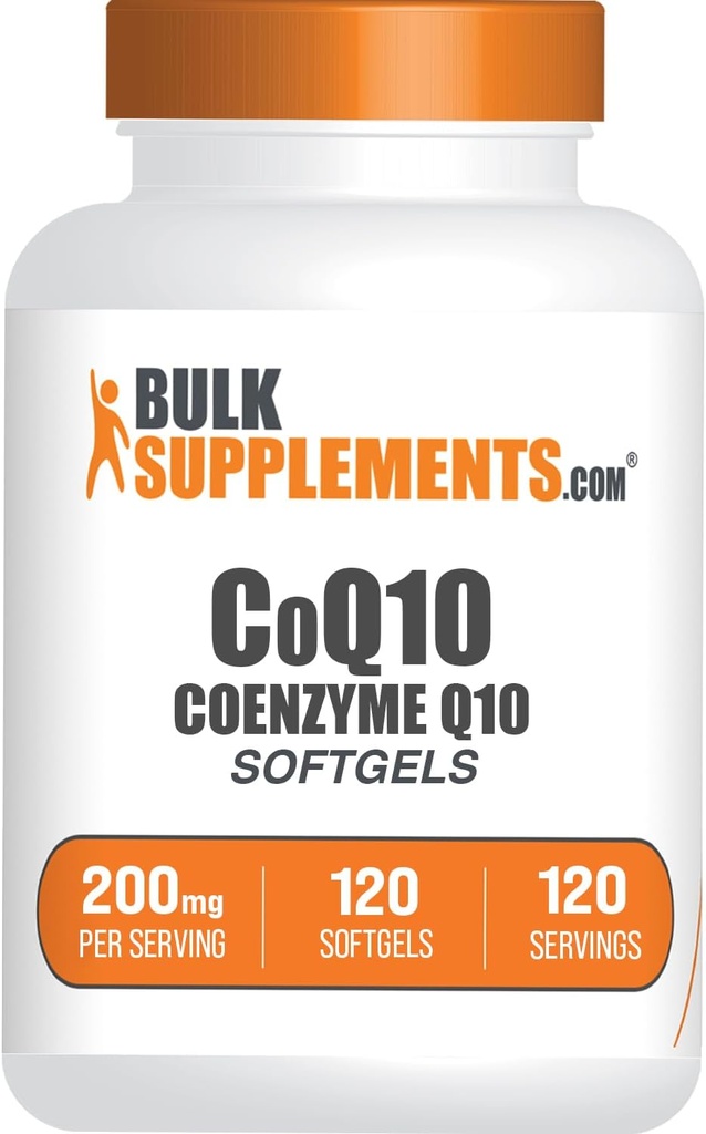 BulkSupplements.com CoQ10 200 mg Softgels - Kalp Sağlığı için, Coenzyme Q10 200 mg Supplement, Gluten Free, 1 Softgel per Service, 120 Count (Pack of 1)