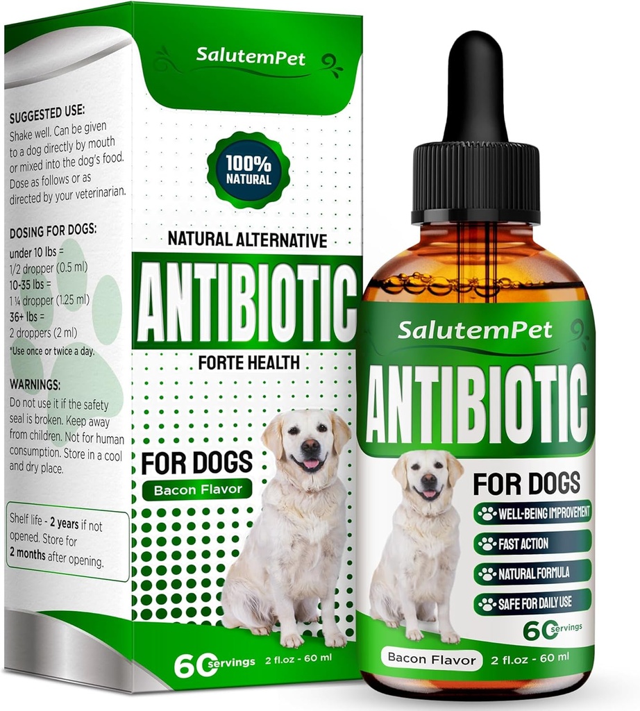 Köpekler ve Puppies için Doğal Antibiyotikler | Tüm Çağların Köpekler için Antibiyotikler | Herbal Malzemeler | Allergies ve UTIs ile Yardım | Dengeli Digestion | Ortak Bakım | Bacon Tadı | 2 Oz