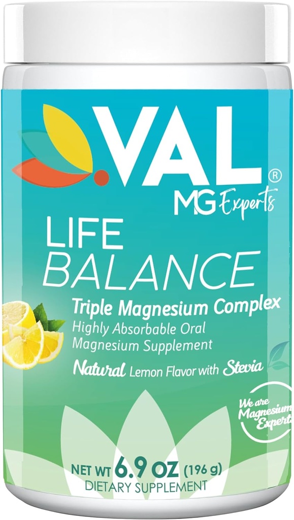 VAL Triple Magnezyum Kompleksi Toz – Citrate, Glycinate, Taurate – Anti-Stress Relaxation Drink – Natural Lemon Flavor – 400 mg Magnezyum, B6 – 6.9 Ounce - 70 Hizmetler (Polonya'nın paketi)