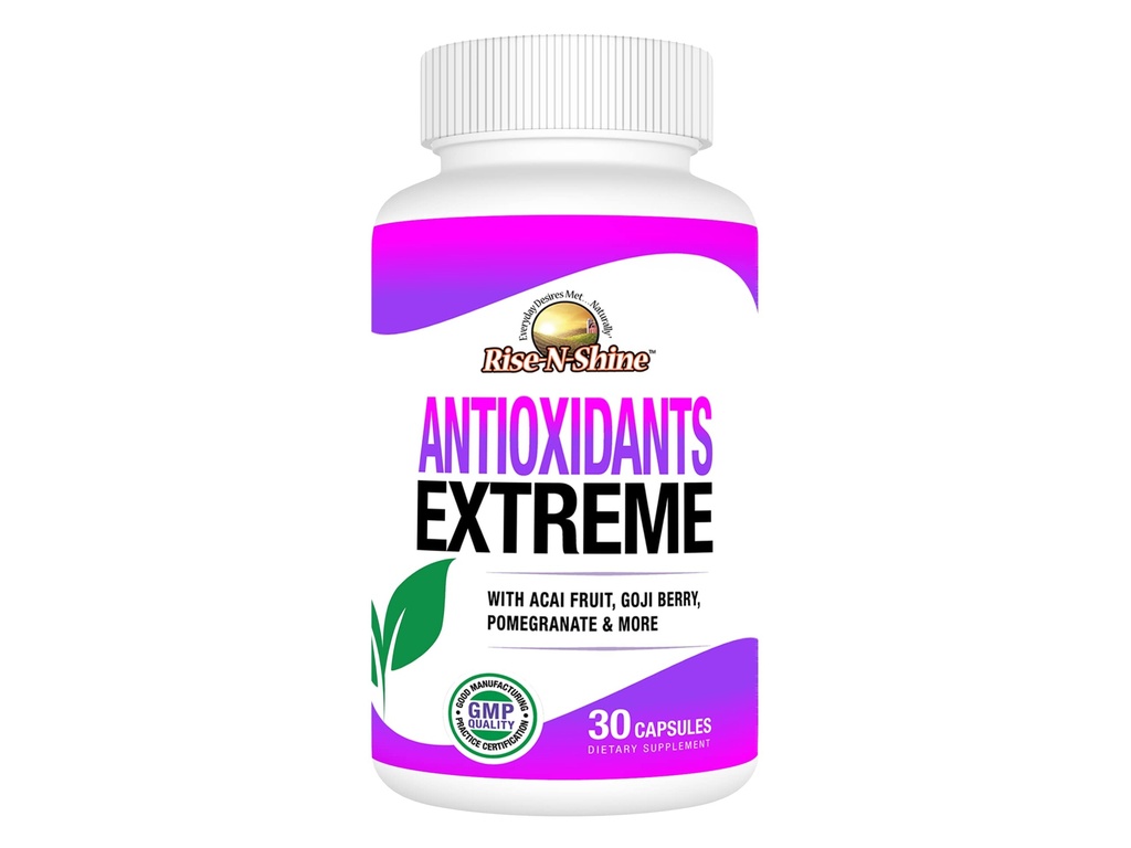 Rise-N-Shine Antioksis Extreme Supplement with Acai, Goji Cave, Noni, Mangosteen, Pomegranate, Resveratrol, Elderberry and More 30 Count