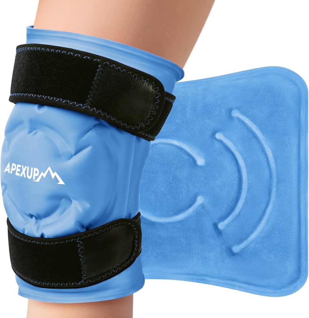 APEXUP Buz Paketi Diz Ağrısı Yardımı için, Büyük Reusable Bravo After Surgery, Flex Gel Cold Pack for Injuries, Pain Relief, Ankle and Leg (Mavi, L, 1PK)
