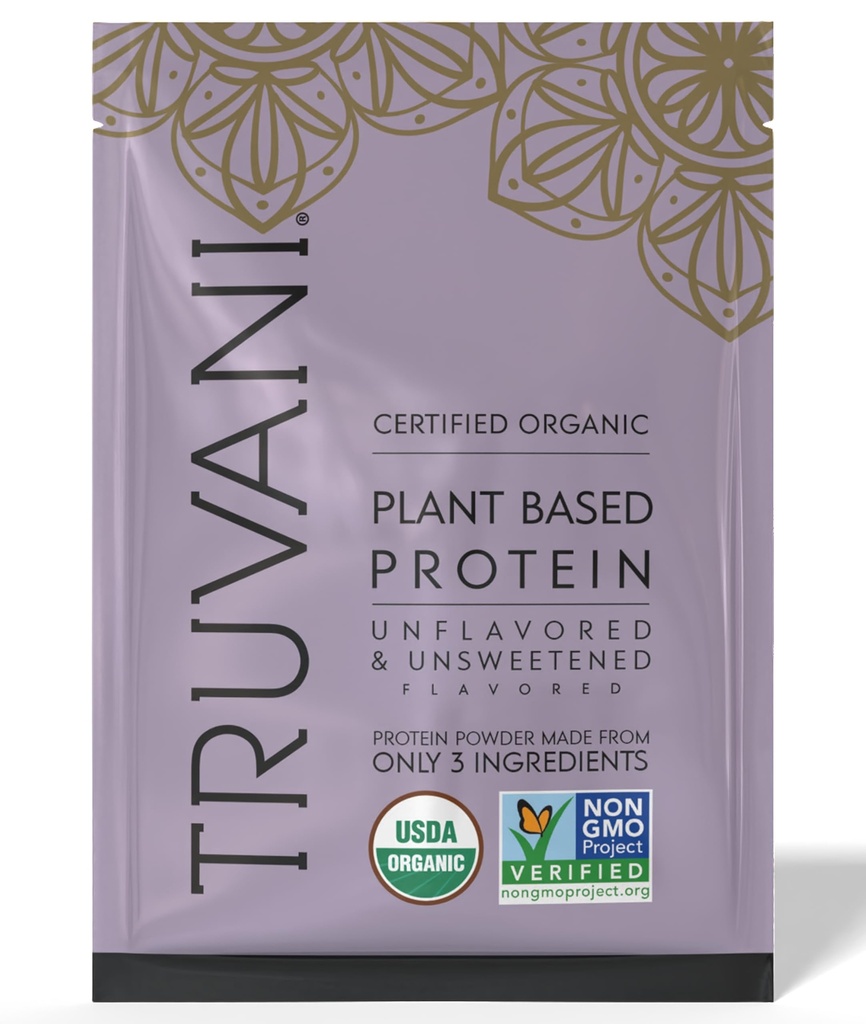 Truvani Vegan Pea Protein Toz | Unflavored | 20g Organik Bitki Temel Protein | 1 Hizmet | Keto | Gluten & Dairy Free | Low Carb | No Ek Olmayan Şeker