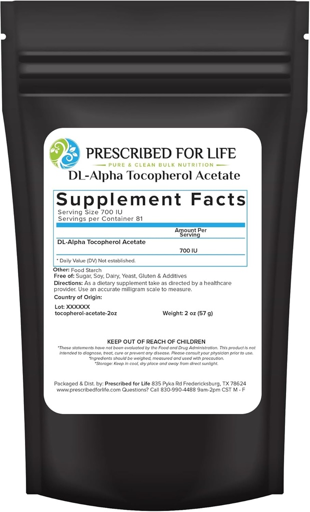 Yaşam Tocopherol Atıcı Toz, Su ► Alpha Vitamin E, 700 IU gm Toz, Vegan, Gluten Free, Non GMO (2oz / 56g)