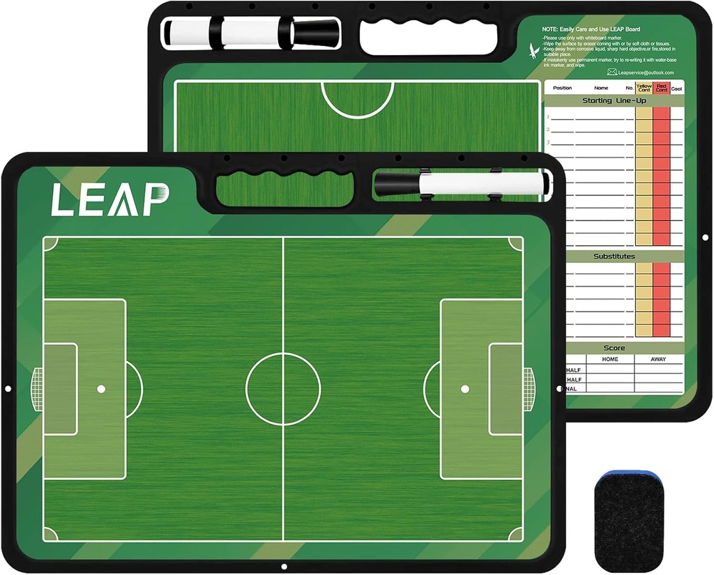 LEAP Coach Board Premium Taktik Clipboard Two Sides with Full & Half Court Kuru Erase Marker Board for Basketbol, Beyzbol, Futbol, Hokey,