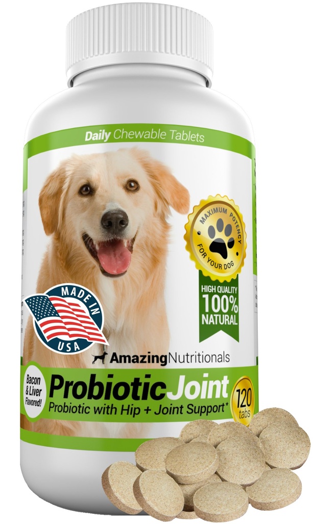 Köpekler için şaşırtıcı Probiyotikler Diarrhea ve Gas Hip Joint Pain Relief ile, 120 Chews