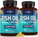 YENİ AGE Omega 3 Fish Oil 2500 mg Supplement Non GMO - EPA, DHA Fatty Acids Gluten Free (180 Softgels (Pack of 2))