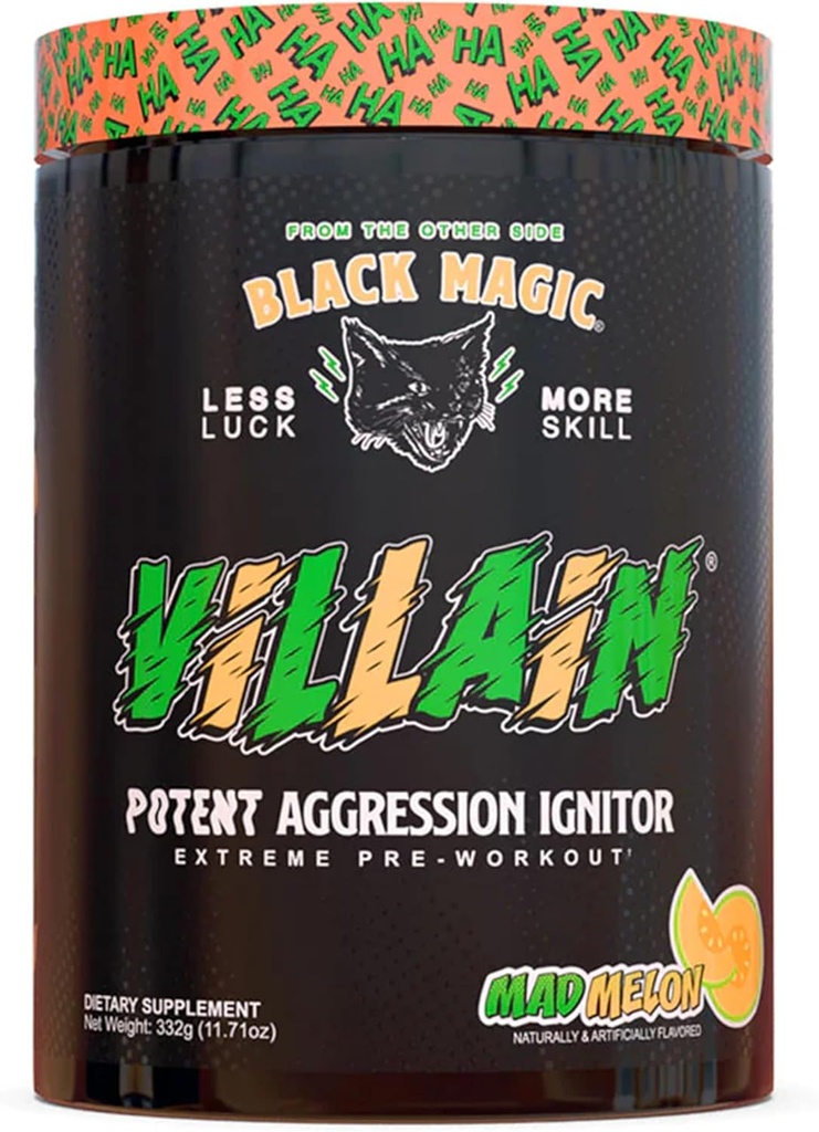 Black Magic Supply Villain High-Stim Nootropic Pre-Workout - Beta-Alanine, L-Tyrosine, & Caffeine - Pump & Focus - 25 Hizmetler (Mad Melon)