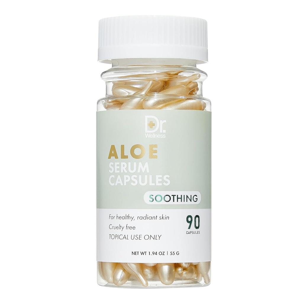 Dr. Wellness Aloe Serum Capsules - Soothing Formula | 90 Capsules | Sağlıklı, Dikt Skin | Calm ve Hydrate Your Kompleksion
