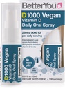 BetterYou D1000 Vegan Vitamin D Oral Spray - Βολικό Εναλλακτικό για τα δισκία - Plant-Origin - Προωθεί ισχυρά οστά, δόντια και ανοσοποιητικό σύστημα - Βοήθεια στην απορρόφηση ασβεστίου - 100 ημερήσιες δόσεις - 0.5 oz