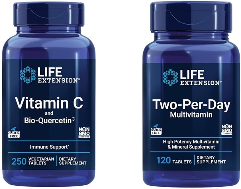 Life Extension C & Quercetin Phytosome Plus Multi-Vitamin & Mineral Supplement - 250 Tablet & 120 Tablet