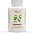 Resveratrol 600 mg - Vegan - Non-GMO - Sağlıklı Aging ve Cardiovasüler Sağlık - Antioksitlerde Zengin - 60 Sebze Capsules