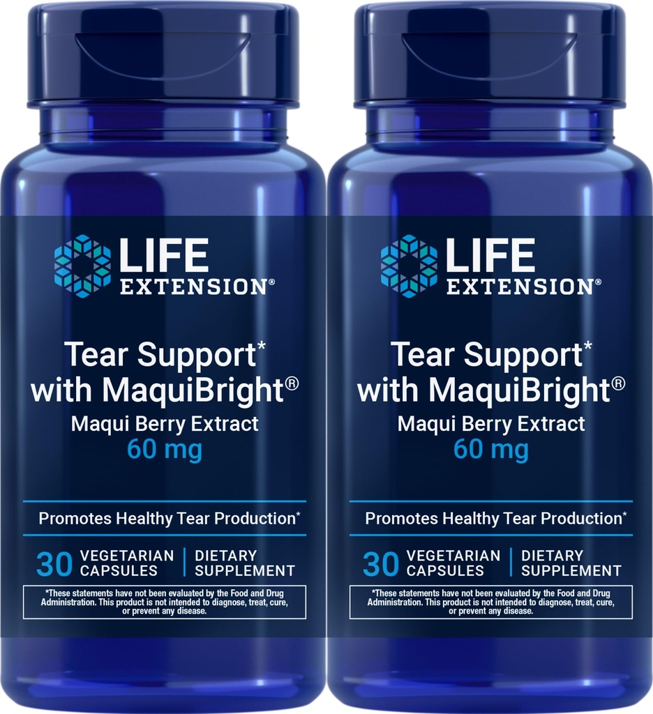 Επέκταση ζωής Δάκρυα Υποστήριξη με MaquiBright 60 mg, 30 κάψουλες χορτοφάγων (πακέτο των 2)