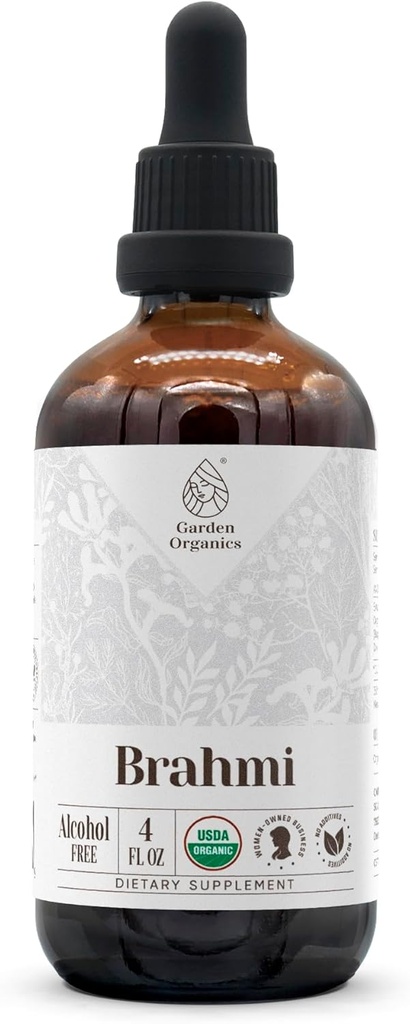 Brahmi USDA Organik | Alkol Özgür Tür, Organik Herbal Drops, Supplement | Tincture %100 sertifikalı Organik Brahmi (Bacopa Monnieri) herb 4 oz 4 oz