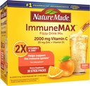 Nature Made ImmuneMAX Fizzy Drink Mix, με βιταμίνη C, βιταμίνη D, και συμπλήρωμα ψευδαργύρου για την ανοσοποιητική υποστήριξη, γρήγορη απορρόφηση, 30 Stick συσκευασίες, 0.4 ουγγιά