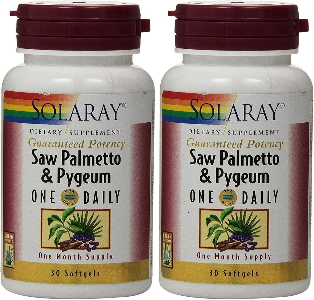 Saw Palmetto ve Pygeum One Daily 30 Softgel (Pack of 2) Solaray