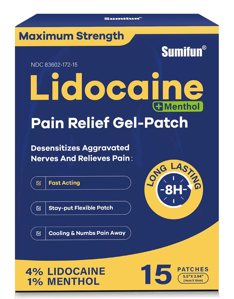 Sumifun %4 Lidokay Patches Plus %1 Menthol - 15 Konts En Güçlü OTC Ağrısı Ache StiffBoy Ortak Ağrı Kas Soreness Topical Analgesic