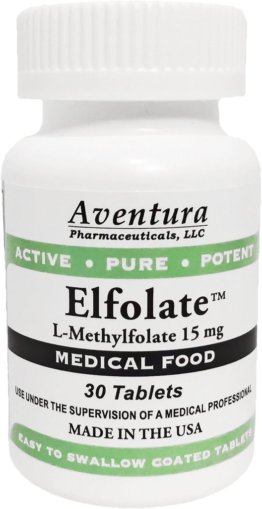 ELFOLATE® 15mg L- ethylfolate methyl folate methylfolate Medical Food Supplement Professional Strength Active Pure Poent 30 Tablets