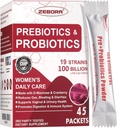ZEBORA Probiyotiks-for- Women 100-Billion-CFUs with Prebiyotiks, D-Mannose & Cranberry for Digestive, Immune, Feminine UT Health Support, Ultimate Probiyotik Women's Care, Soy & Gluten Free, 45 Packets