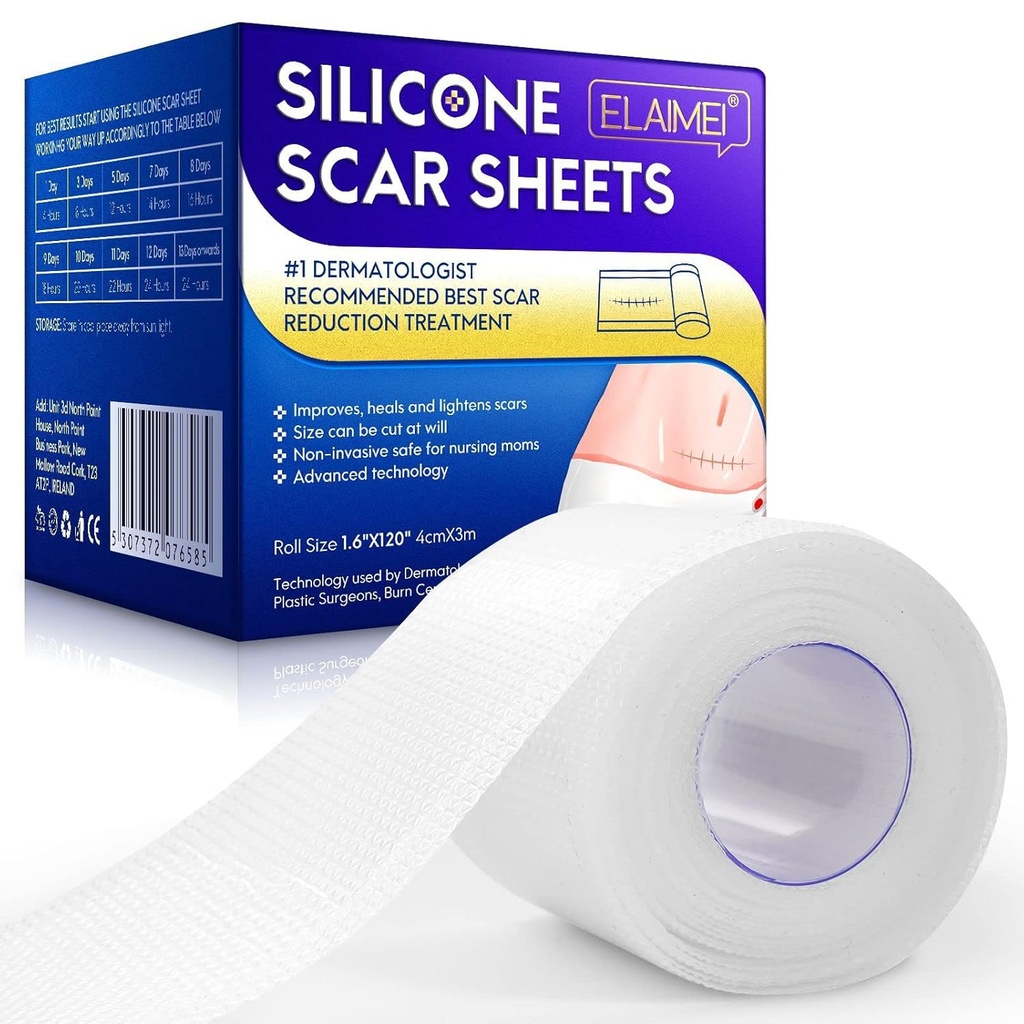 Yeni Soykırım Silikon Scar Sheets (1.6) x 120"Inch - 3M),Away Scar Bant,Scar Strips, Reusable, Profesyonel Scar Removal Sheets for C-Section, Surgery, Burn, Keloid, Acne et, Scar Patch.